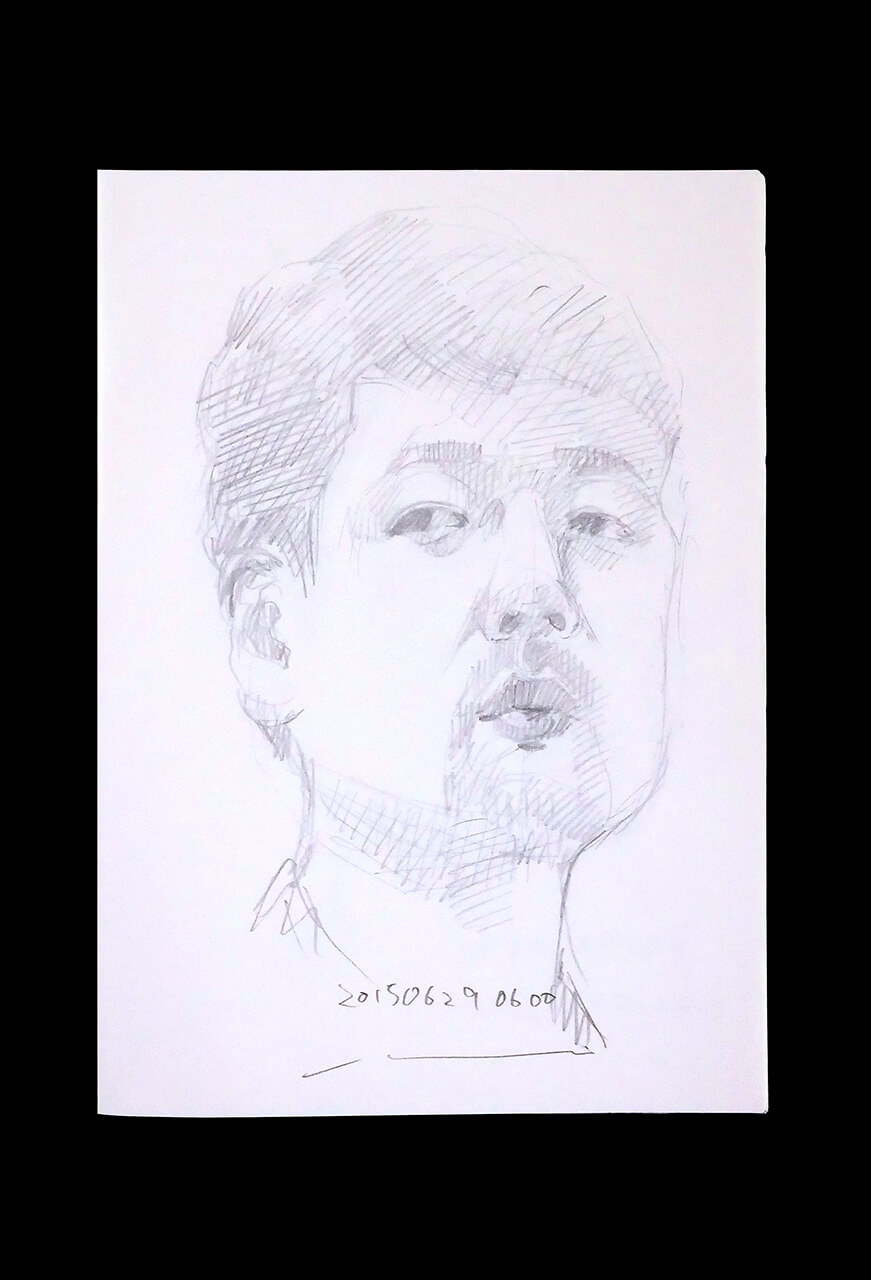Contemporary artist SHINTAKU Tomoni's 2015/6/29 Self-portrait or pencil drawing
