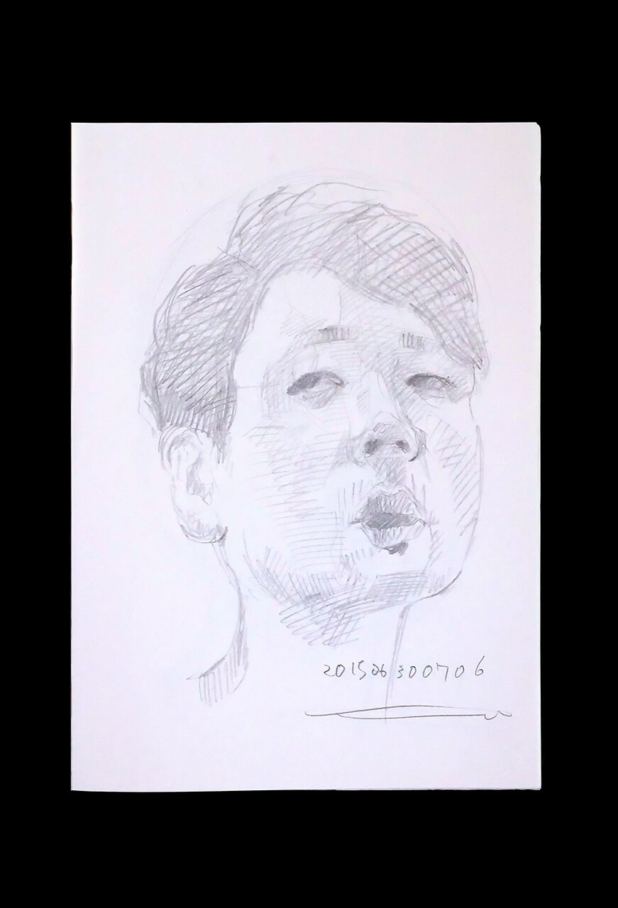 Contemporary artist SHINTAKU Tomoni's 2015/6/30 Self-portrait or pencil drawing