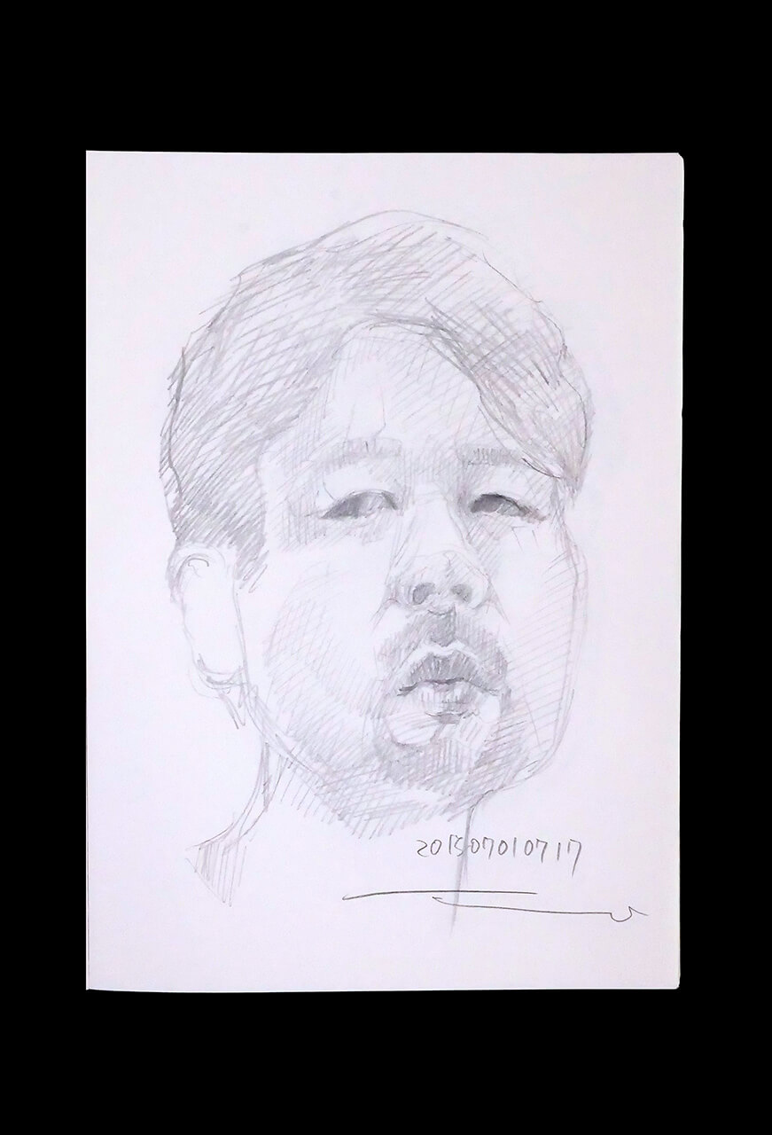 Contemporary artist SHINTAKU Tomoni's 2015/7/1 Self-portrait or pencil drawing