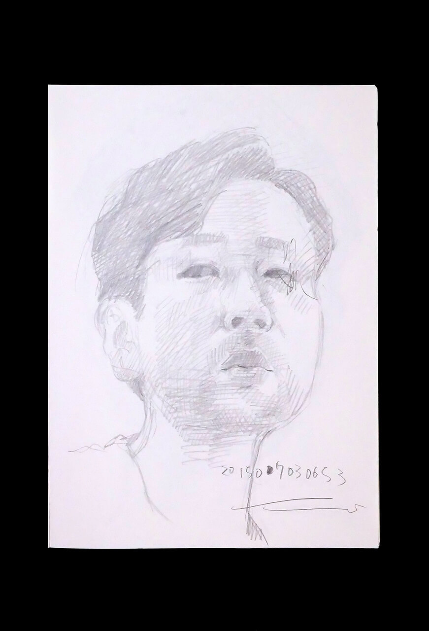 Contemporary artist SHINTAKU Tomoni's 2015/7/3 Self-portrait or pencil drawing