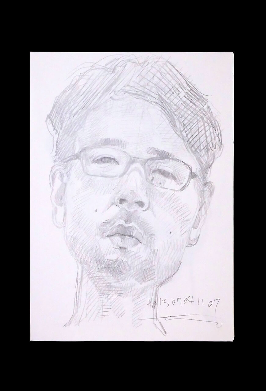 Contemporary artist SHINTAKU Tomoni's 2015/7/4 Self-portrait or pencil drawing
