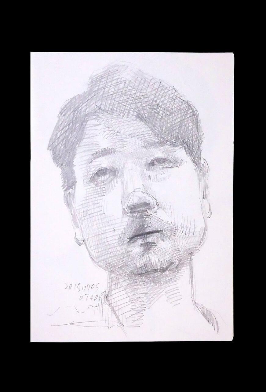 Contemporary artist SHINTAKU Tomoni's 2015/7/5 Self-portrait or pencil drawing