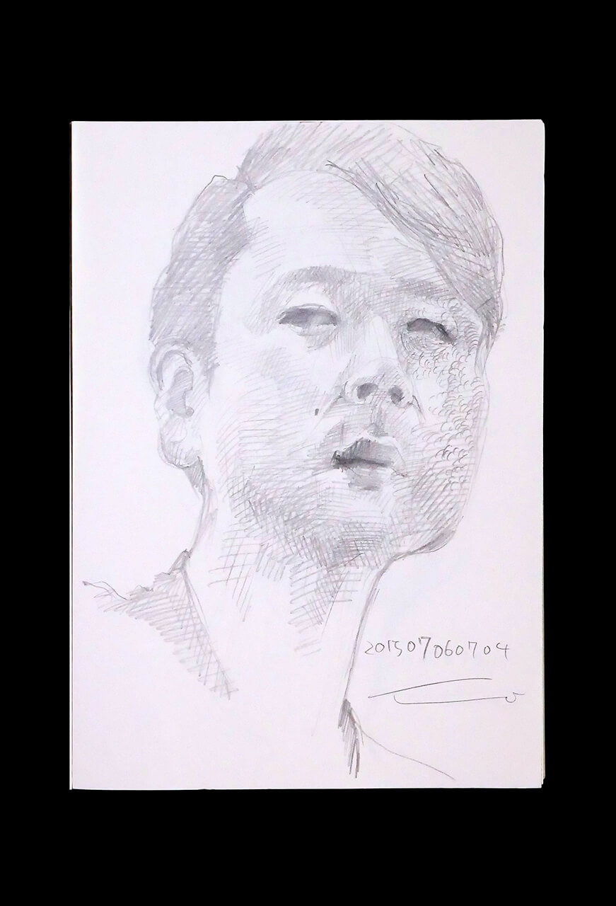 Contemporary artist SHINTAKU Tomoni's 2015/7/6 Self-portrait or pencil drawing