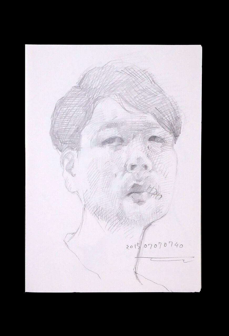 Contemporary artist SHINTAKU Tomoni's 2015/7/7 Self-portrait or pencil drawing
