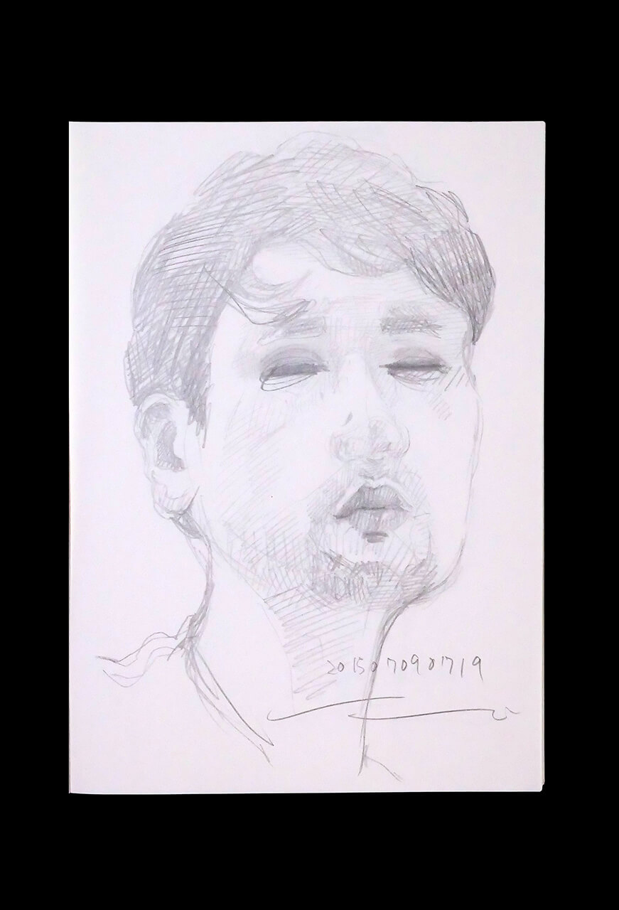 Contemporary artist SHINTAKU Tomoni's 2015/7/9 Self-portrait or pencil drawing
