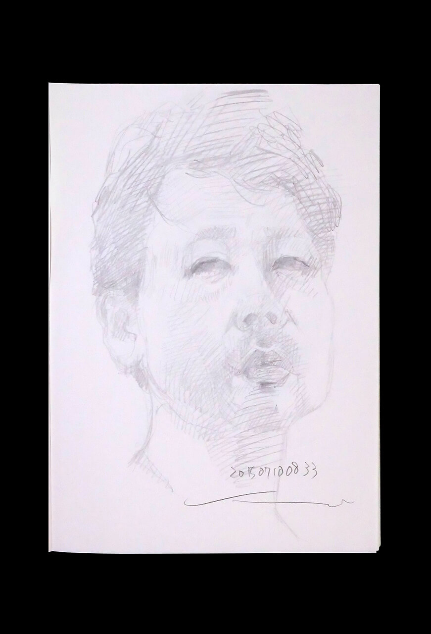 Contemporary artist SHINTAKU Tomoni's 2015/7/10 Self-portrait or pencil drawing