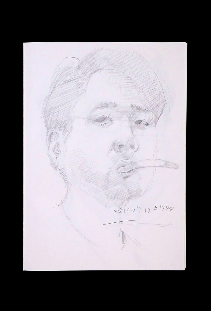 Contemporary artist SHINTAKU Tomoni's 2015/7/13 Self-portrait or pencil drawing