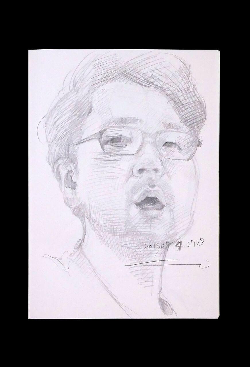 Contemporary artist SHINTAKU Tomoni's 2015/7/14 Self-portrait or pencil drawing