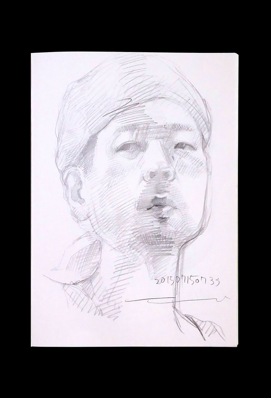 Contemporary artist SHINTAKU Tomoni's 2015/7/15 Self-portrait or pencil drawing