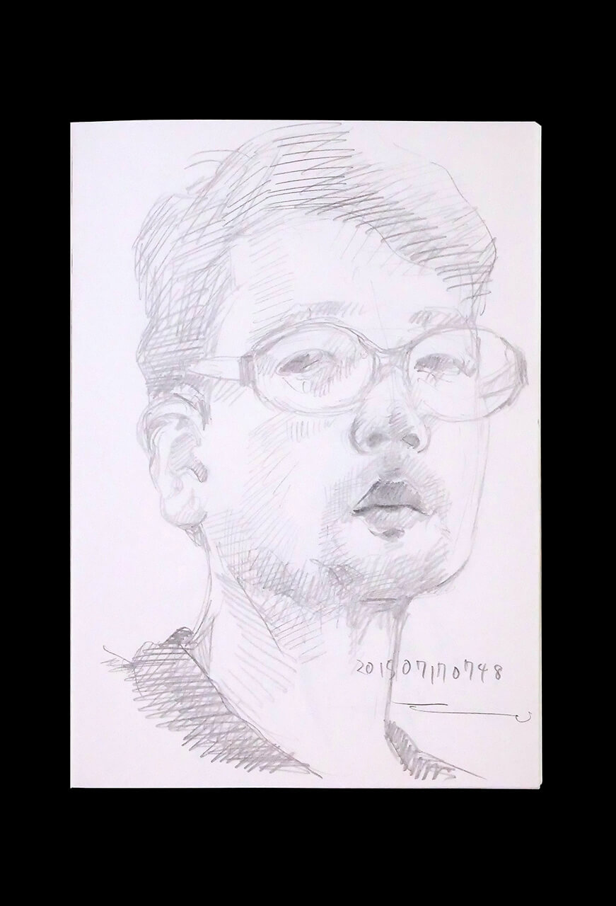 Contemporary artist SHINTAKU Tomoni's 2015/7/17 Self-portrait or pencil drawing