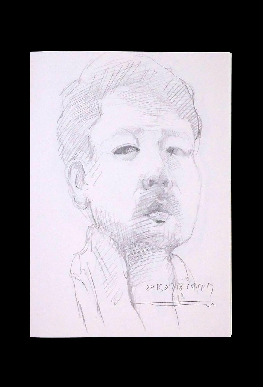 Contemporary artist SHINTAKU Tomoni's 2015/7/18 Self-portrait or pencil drawing