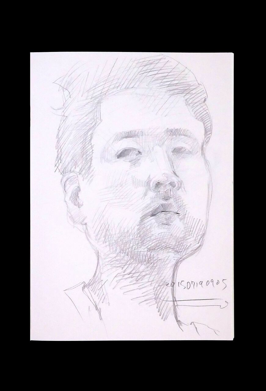Contemporary artist SHINTAKU Tomoni's 2015/7/19 Self-portrait or pencil drawing