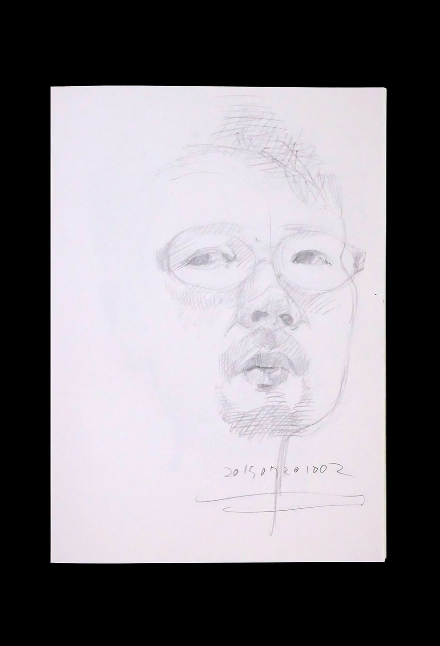 Contemporary artist SHINTAKU Tomoni's 2015/7/20 Self-portrait or pencil drawing