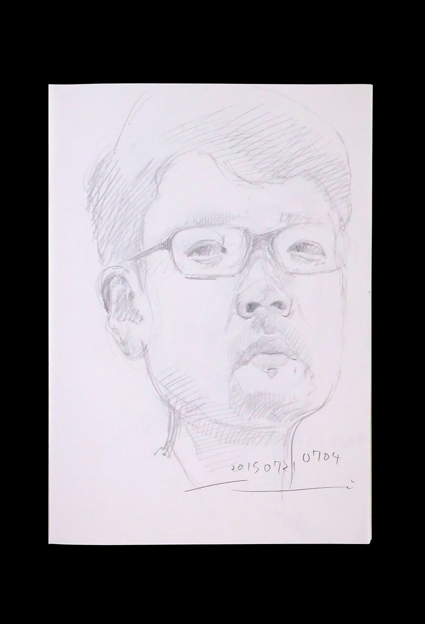 Contemporary artist SHINTAKU Tomoni's 2015/7/21 Self-portrait or pencil drawing