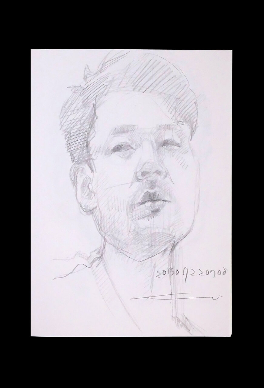 Contemporary artist SHINTAKU Tomoni's 2015/7/22 Self-portrait or pencil drawing