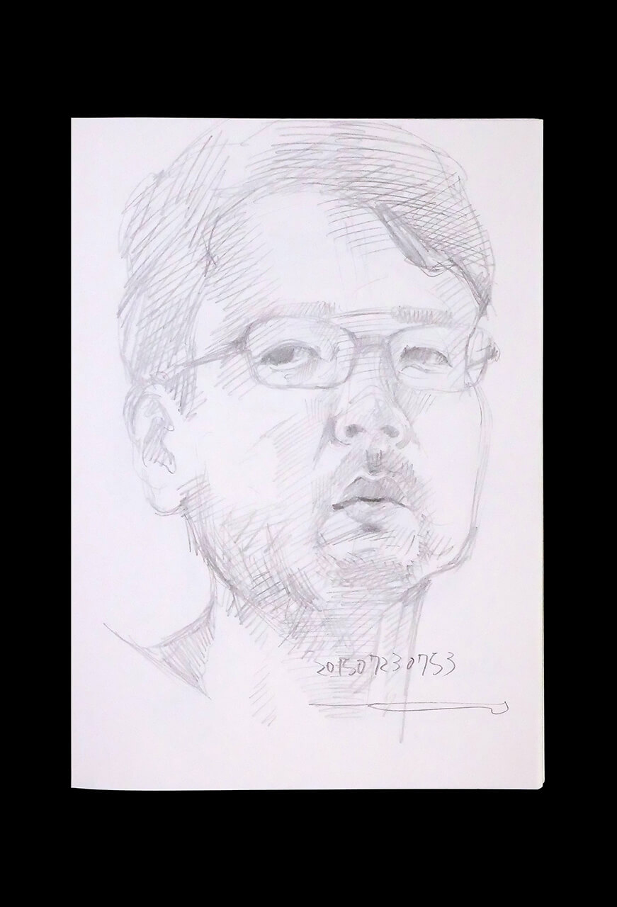 Contemporary artist SHINTAKU Tomoni's 2015/7/23 Self-portrait or pencil drawing