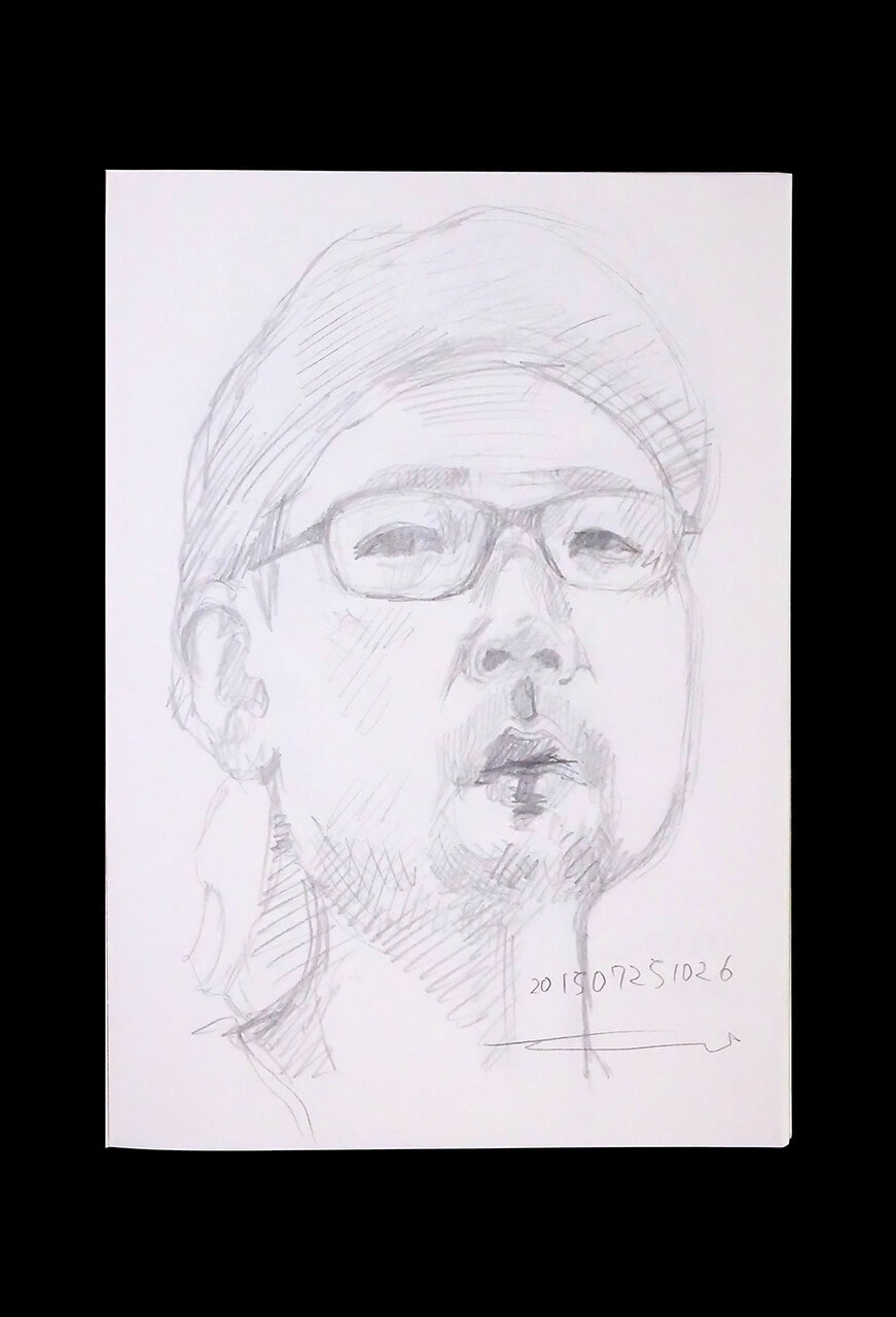 Contemporary artist SHINTAKU Tomoni's 2015/7/25 Self-portrait or pencil drawing