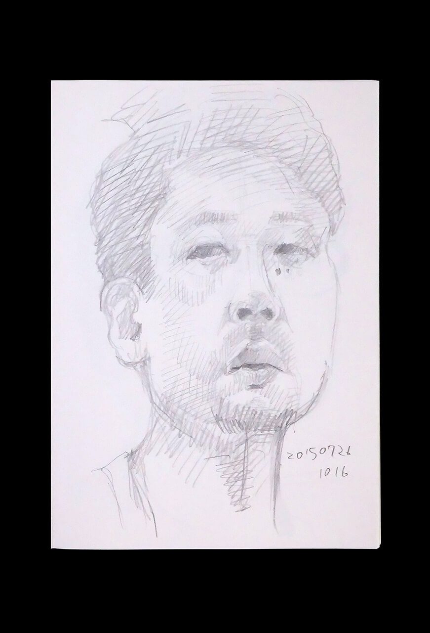 Contemporary artist SHINTAKU Tomoni's 2015/7/26 Self-portrait or pencil drawing