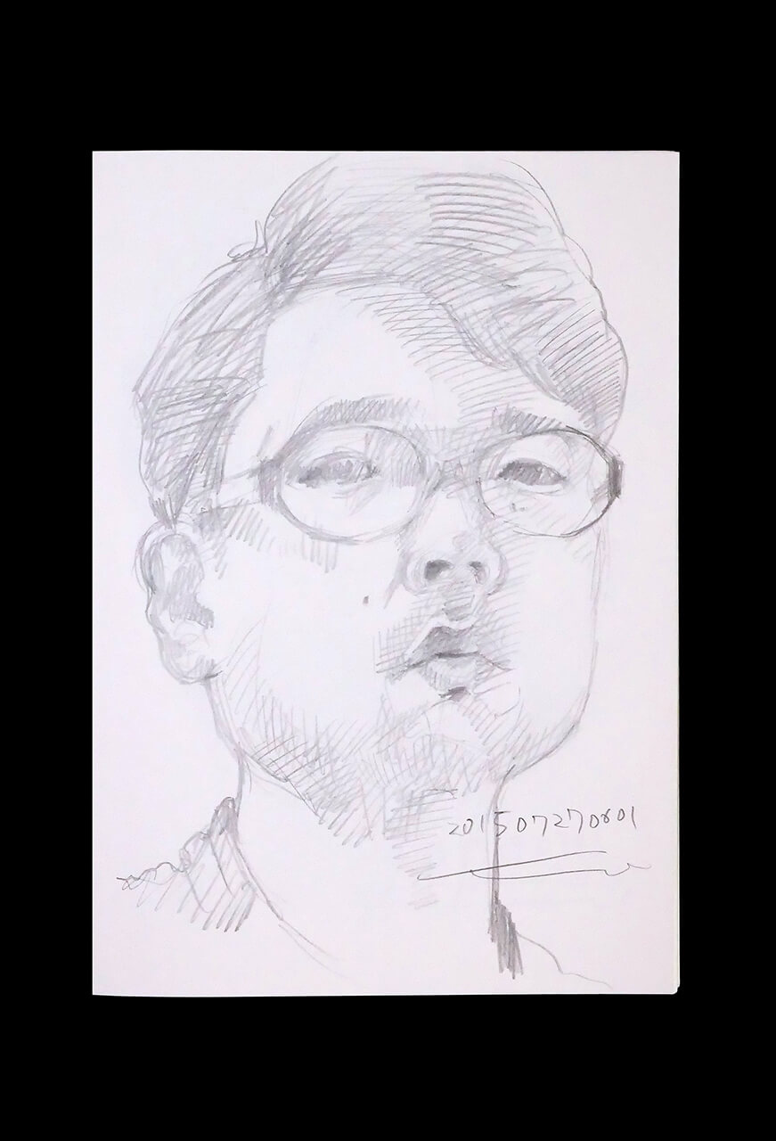 Contemporary artist SHINTAKU Tomoni's 2015/7/27 Self-portrait or pencil drawing
