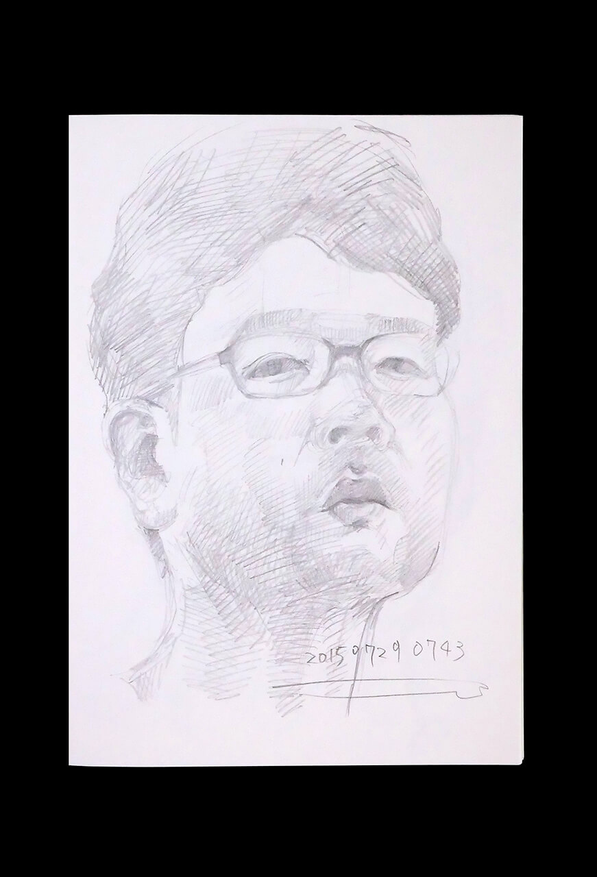 Contemporary artist SHINTAKU Tomoni's 2015/7/29 Self-portrait or pencil drawing