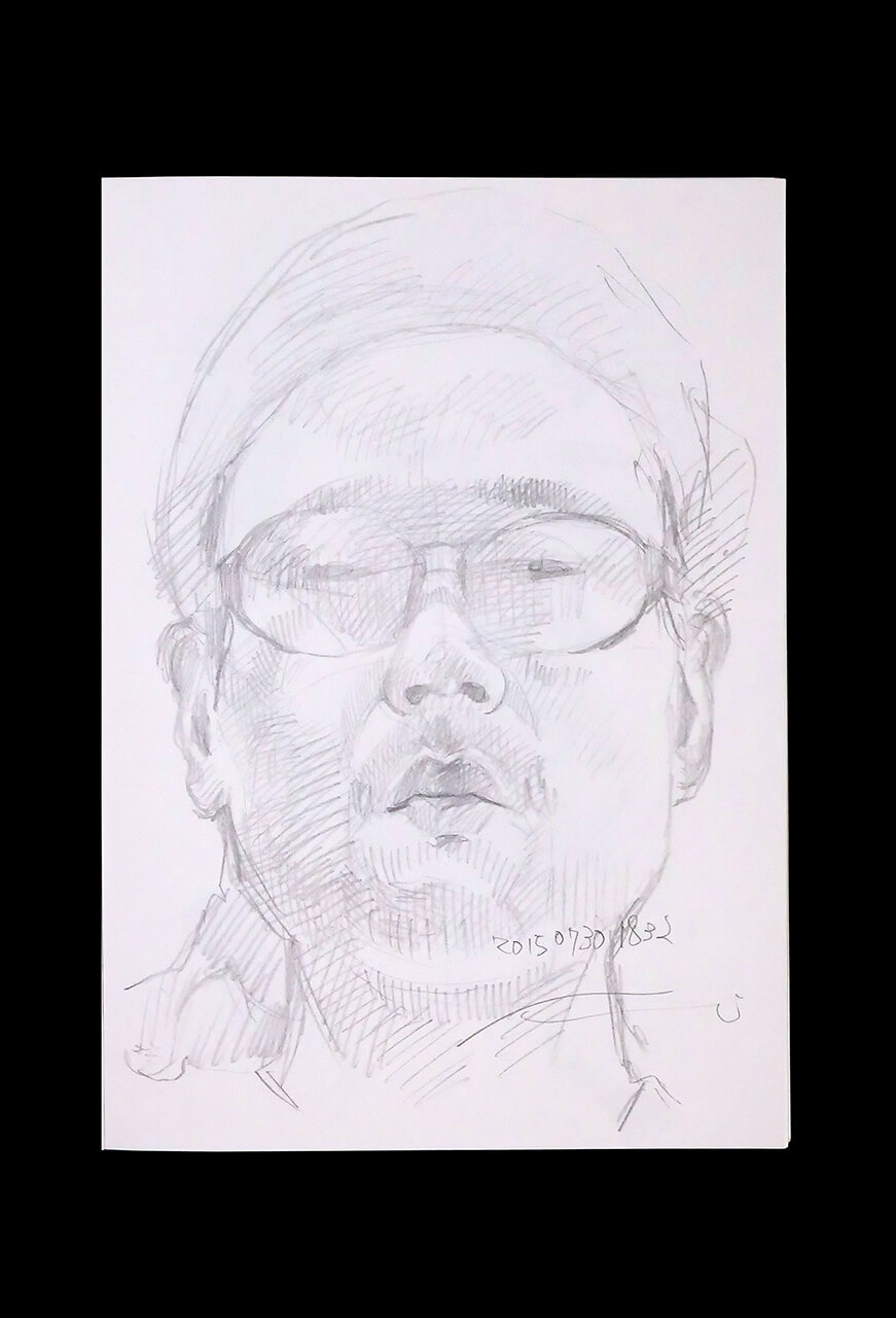 Contemporary artist SHINTAKU Tomoni's 2015/7/30 Self-portrait or pencil drawing
