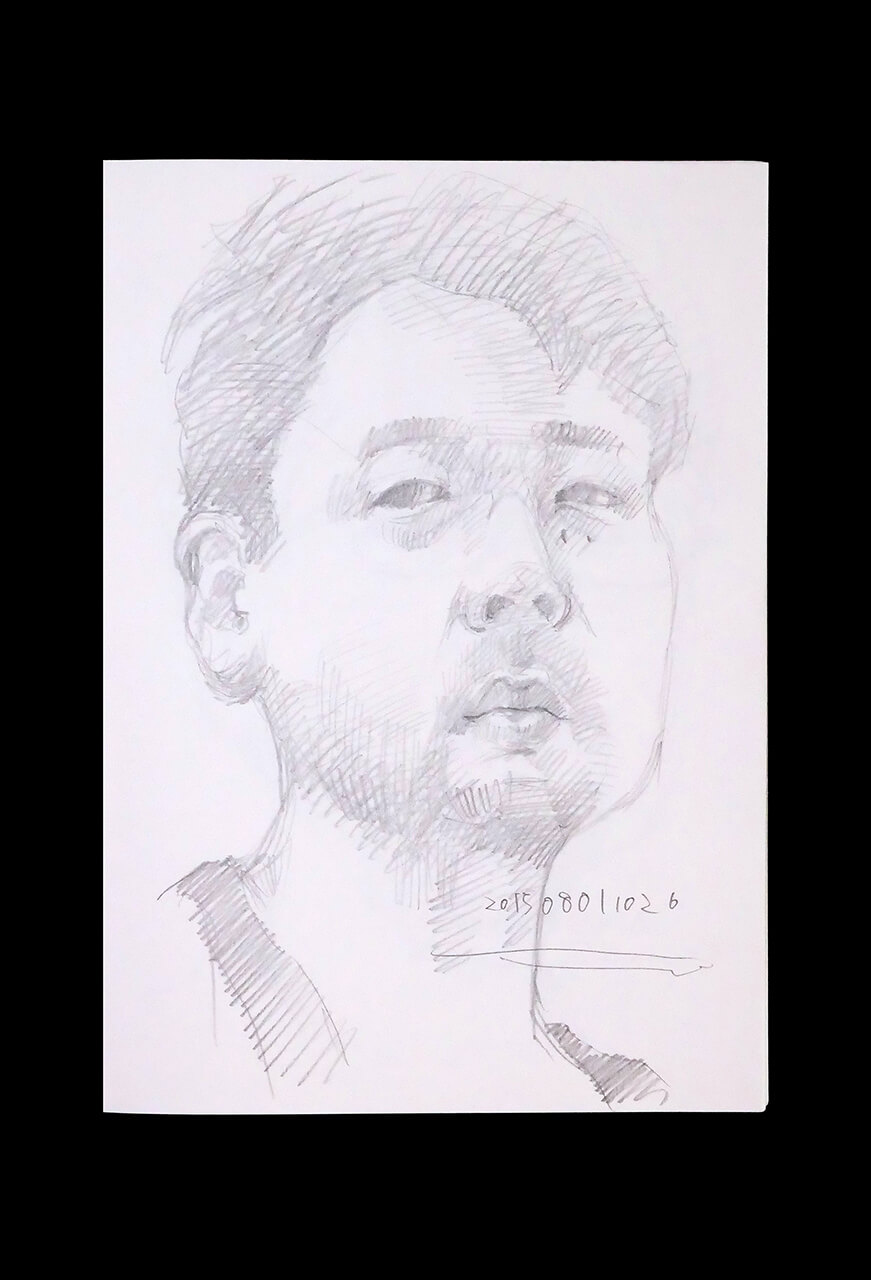 Contemporary artist SHINTAKU Tomoni's 2015/8/1 Self-portrait or pencil drawing
