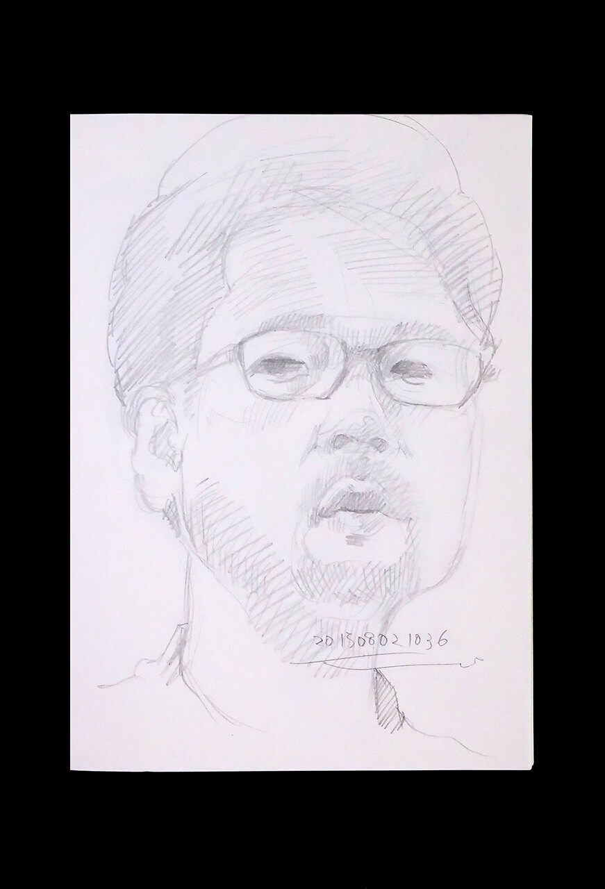 Contemporary artist SHINTAKU Tomoni's 2015/8/2 Self-portrait or pencil drawing