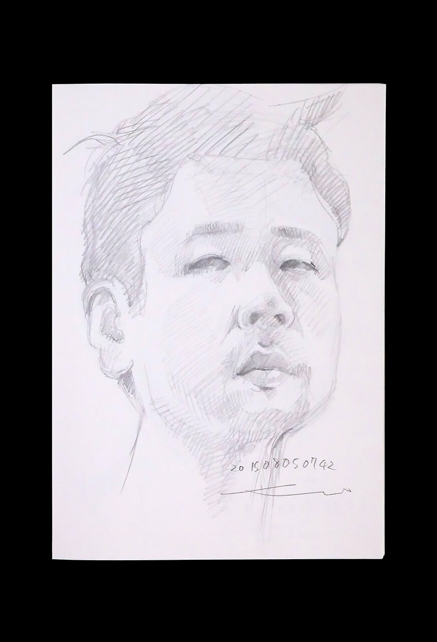 Contemporary artist SHINTAKU Tomoni's 2015/8/5 Self-portrait or pencil drawing
