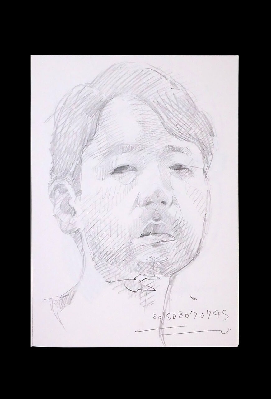 Contemporary artist SHINTAKU Tomoni's 2015/8/7 Self-portrait or pencil drawing