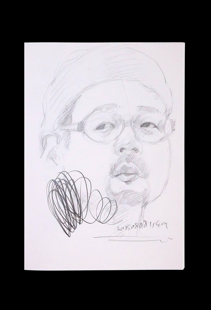 Contemporary artist SHINTAKU Tomoni's 2015/8/8 Self-portrait or pencil drawing