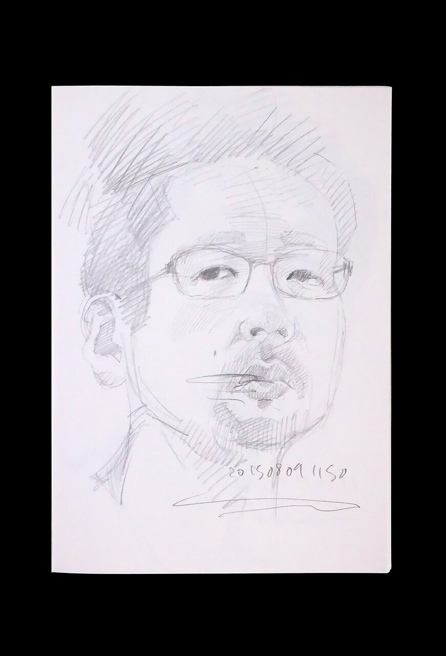 Contemporary artist SHINTAKU Tomoni's 2015/8/9 Self-portrait or pencil drawing