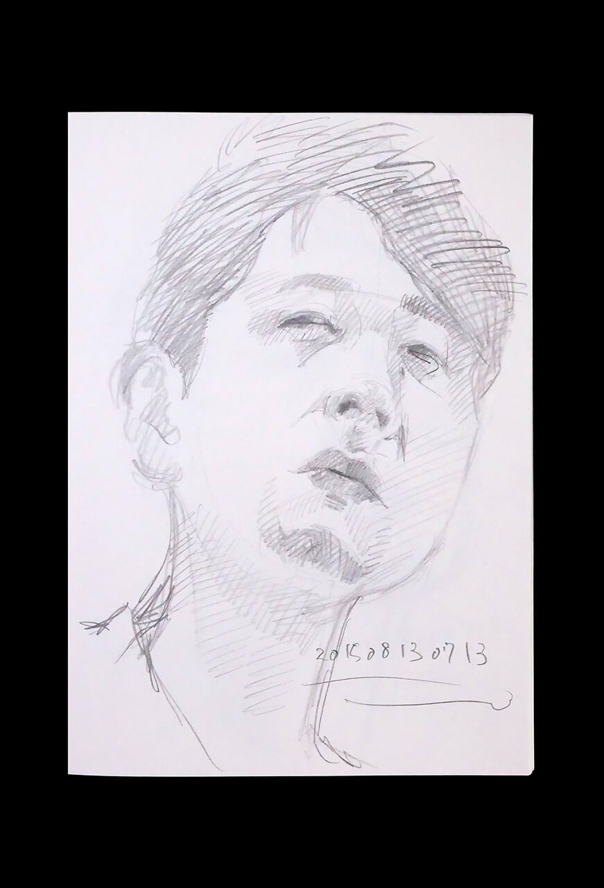 Contemporary artist SHINTAKU Tomoni's 2015/8/13 Self-portrait or pencil drawing