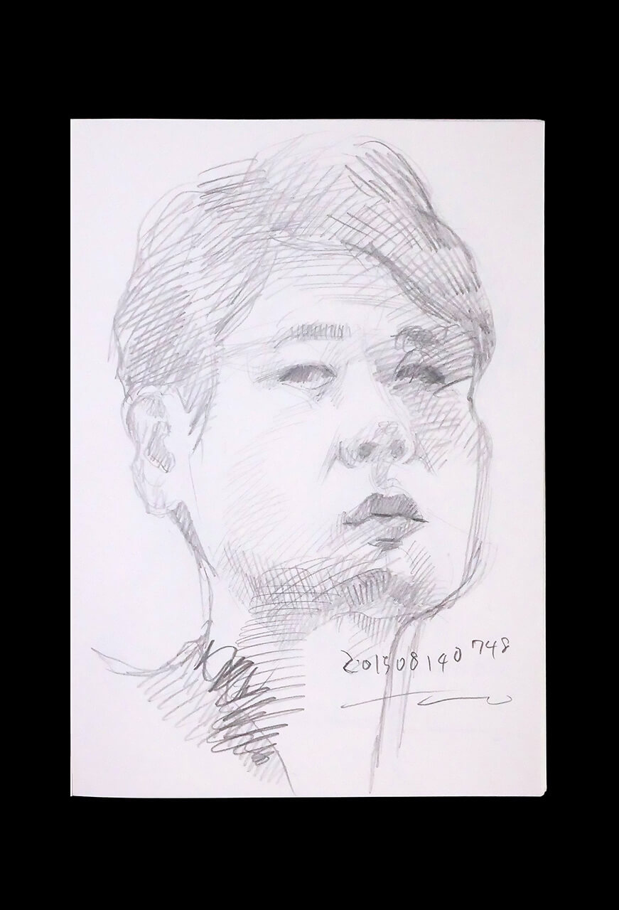 Contemporary artist SHINTAKU Tomoni's 2015/8/14 Self-portrait or pencil drawing