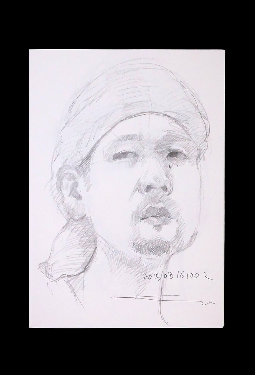 Contemporary artist SHINTAKU Tomoni's 2015/8/16 Self-portrait or pencil drawing