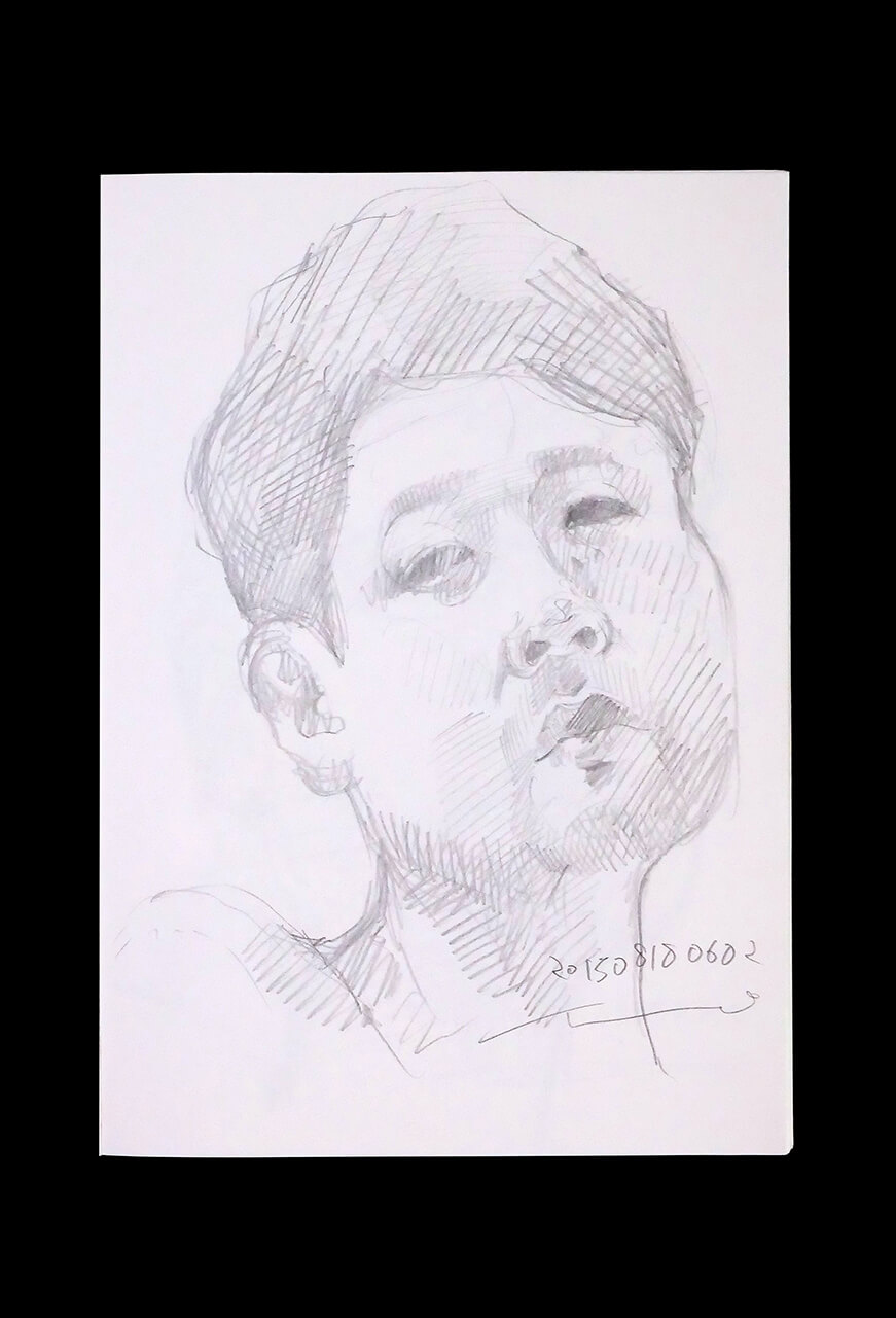 Contemporary artist SHINTAKU Tomoni's 2015/8/18 Self-portrait or pencil drawing