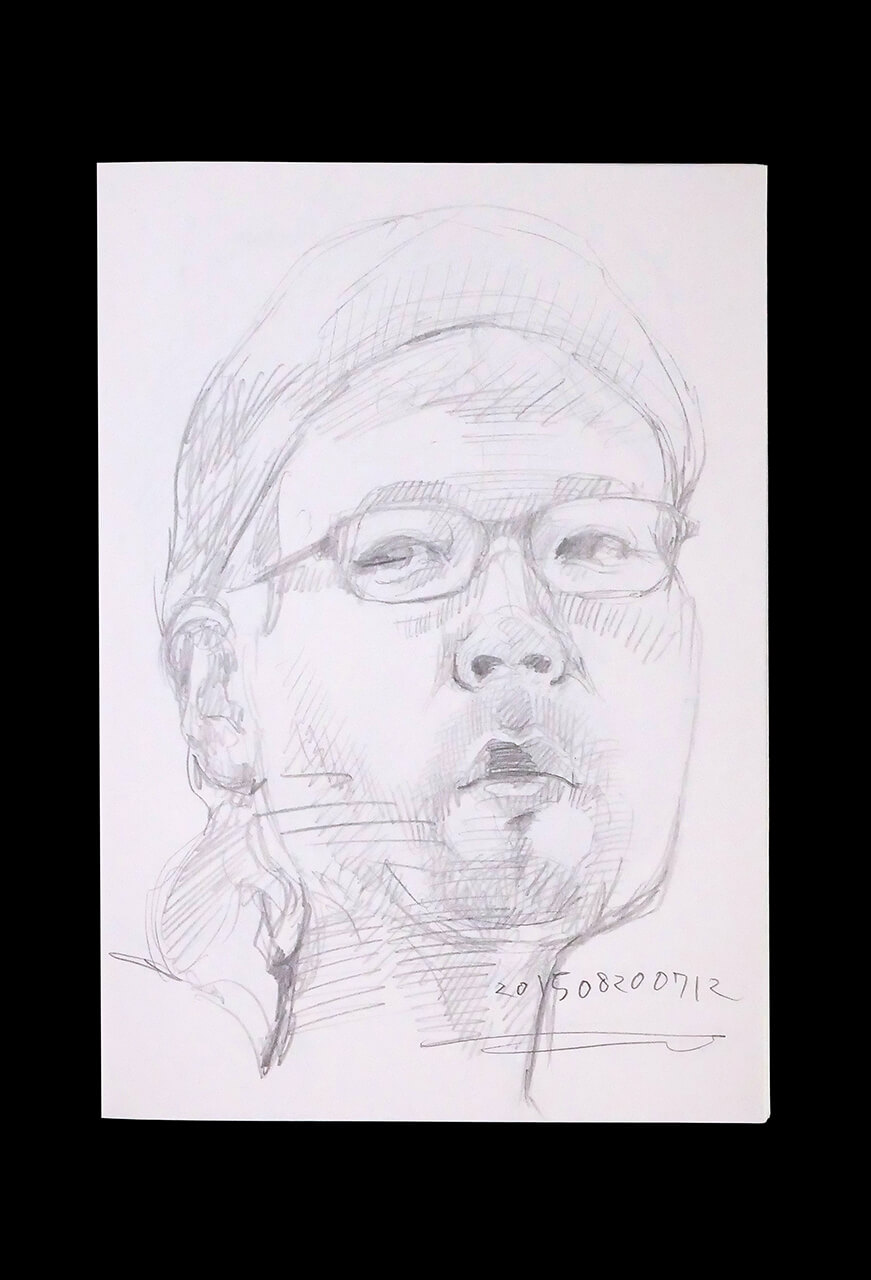 Contemporary artist SHINTAKU Tomoni's 2015/8/20 Self-portrait or pencil drawing