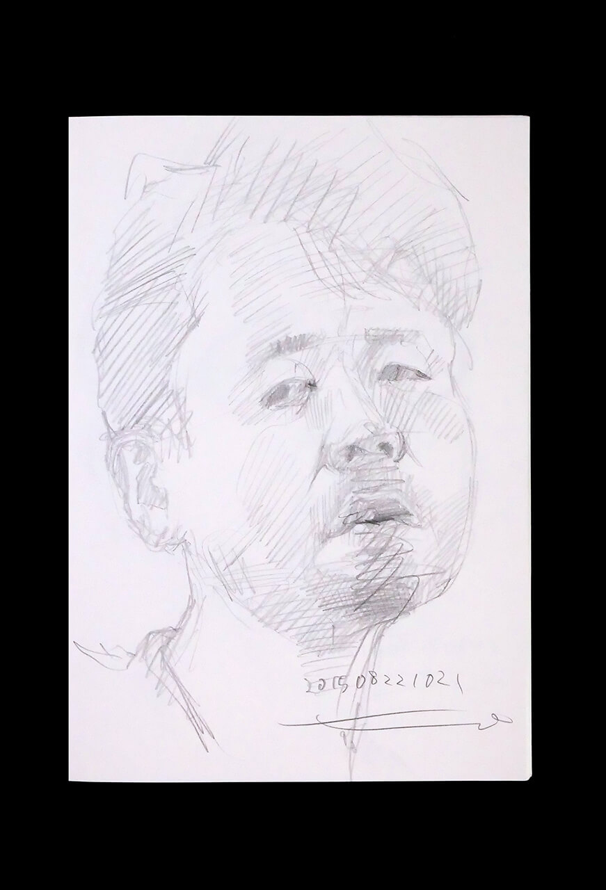 Contemporary artist SHINTAKU Tomoni's 2015/8/22 Self-portrait or pencil drawing
