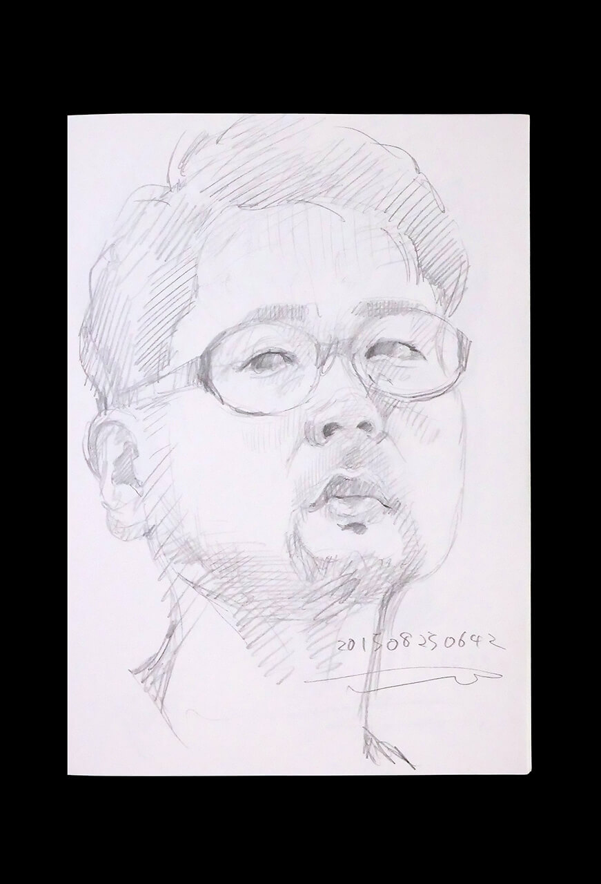 Contemporary artist SHINTAKU Tomoni's 2015/8/25 Self-portrait or pencil drawing