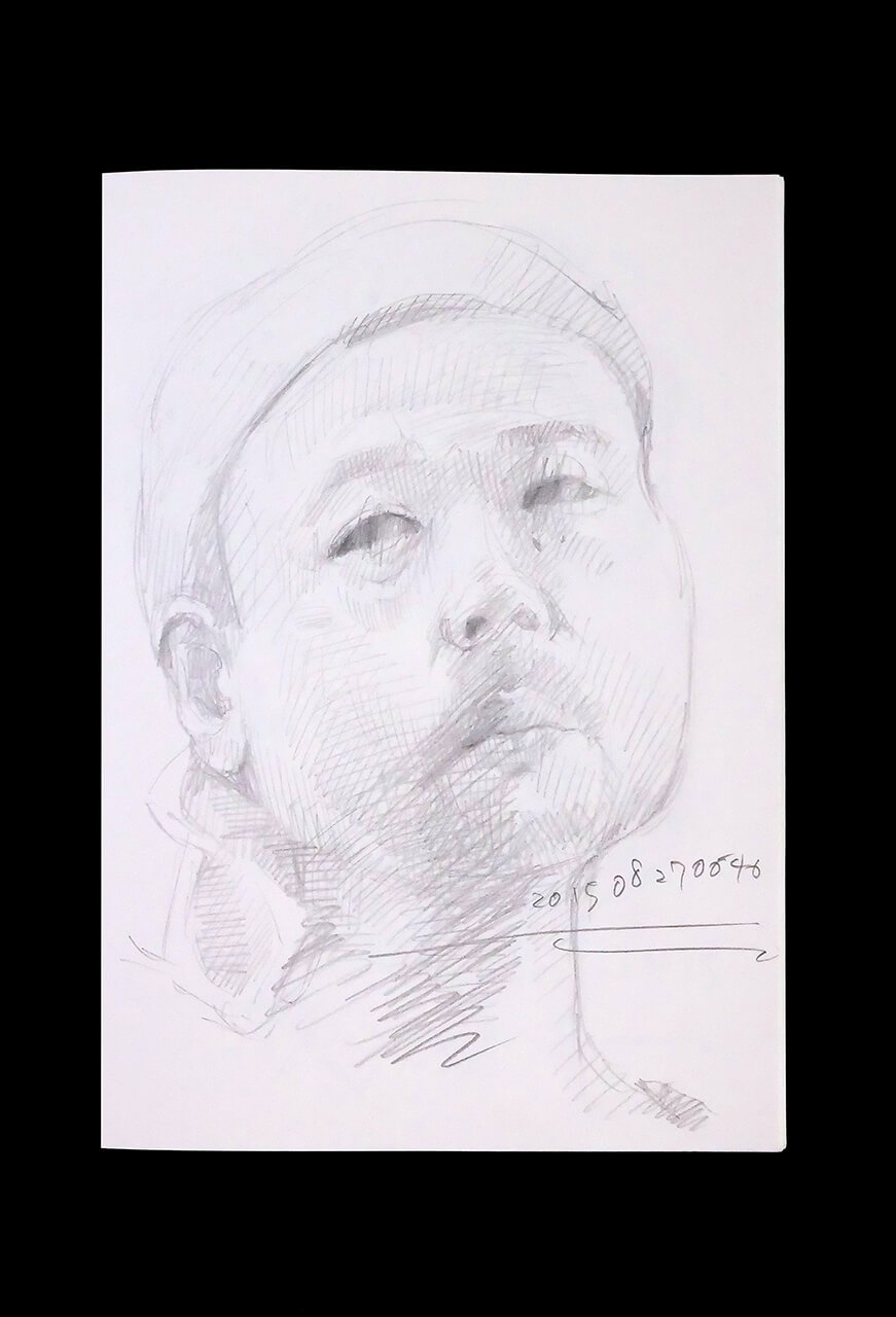 Contemporary artist SHINTAKU Tomoni's 2015/8/27 Self-portrait or pencil drawing