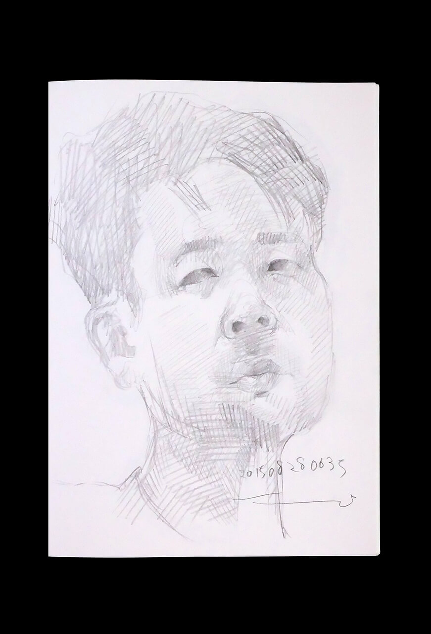 Contemporary artist SHINTAKU Tomoni's 2015/8/28 Self-portrait or pencil drawing