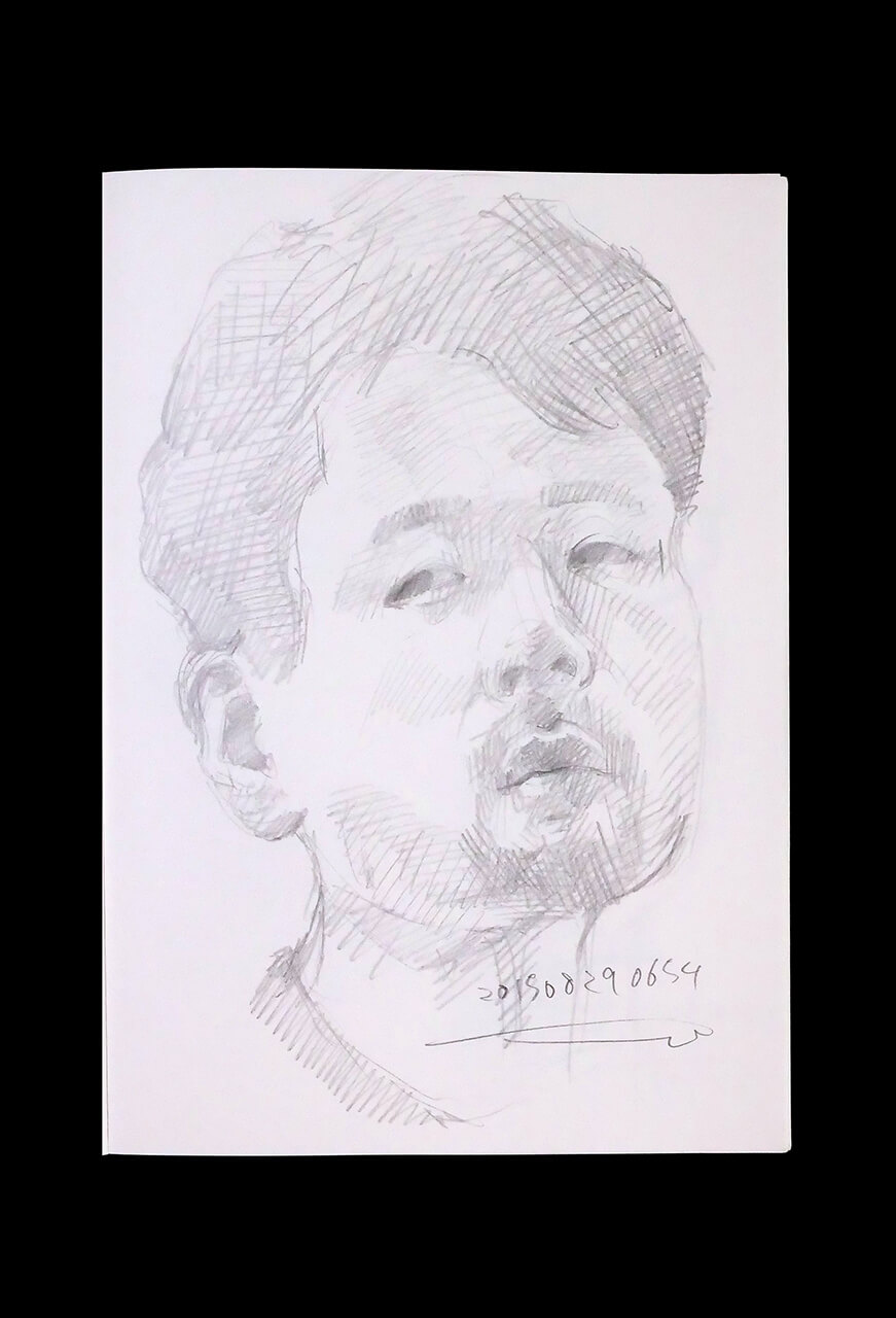 Contemporary artist SHINTAKU Tomoni's 2015/8/29 Self-portrait or pencil drawing