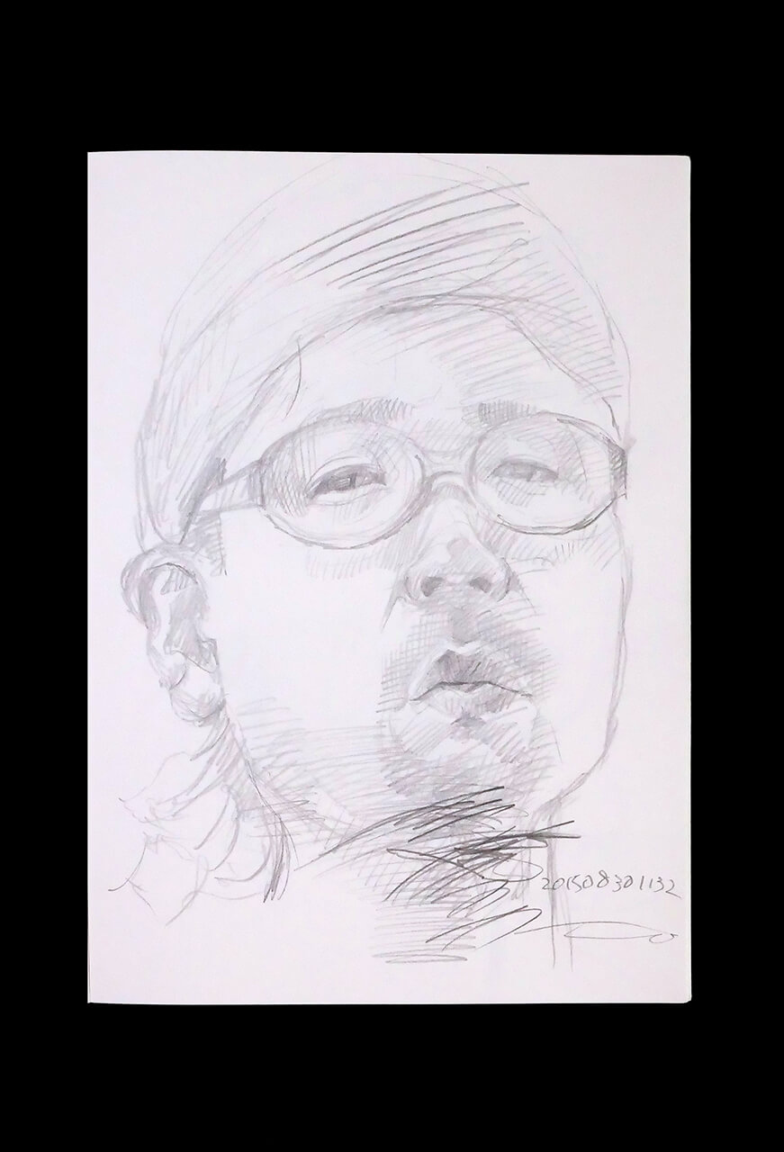 Contemporary artist SHINTAKU Tomoni's 2015/8/30 Self-portrait or pencil drawing