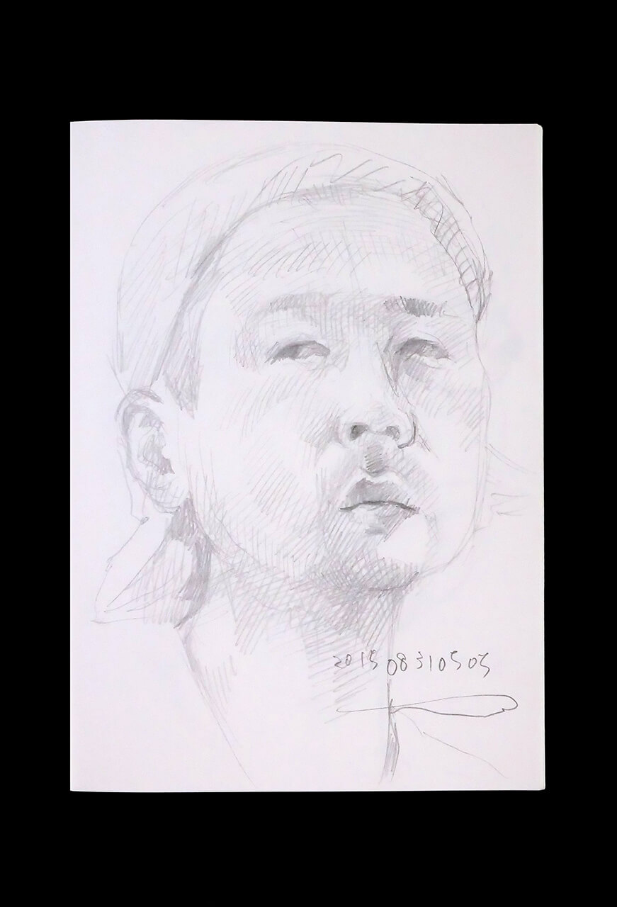 Contemporary artist SHINTAKU Tomoni's 2015/8/31 Self-portrait or pencil drawing