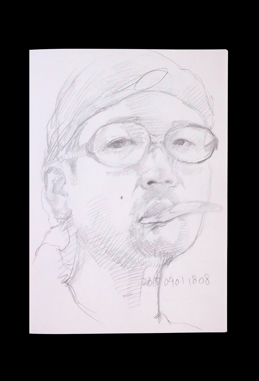 Contemporary artist SHINTAKU Tomoni's 2015/9/1 Self-portrait or pencil drawing