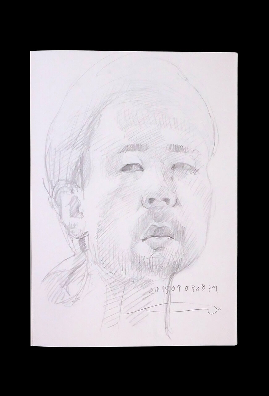 Contemporary artist SHINTAKU Tomoni's 2015/9/3 Self-portrait or pencil drawing