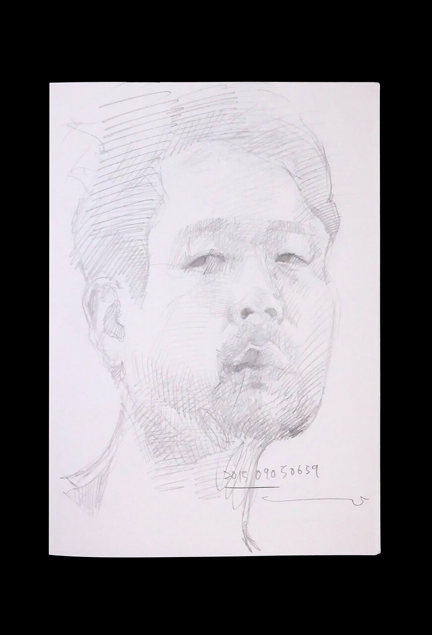Contemporary artist SHINTAKU Tomoni's 2015/9/5 Self-portrait or pencil drawing