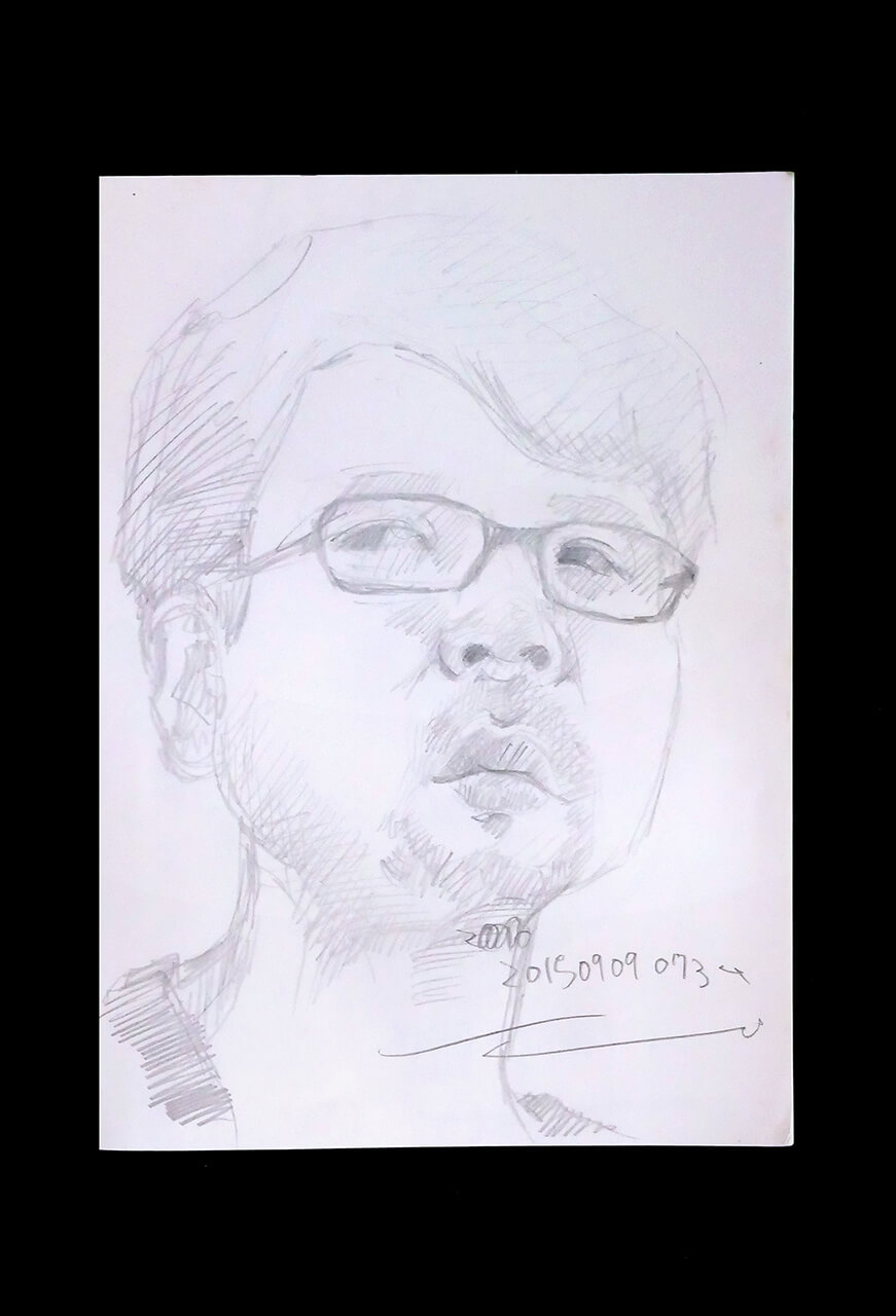Contemporary artist SHINTAKU Tomoni's 2015/9/9 Self-portrait or pencil drawing