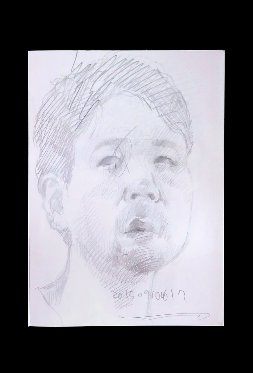 Contemporary artist SHINTAKU Tomoni's 2015/9/10 Self-portrait or pencil drawing