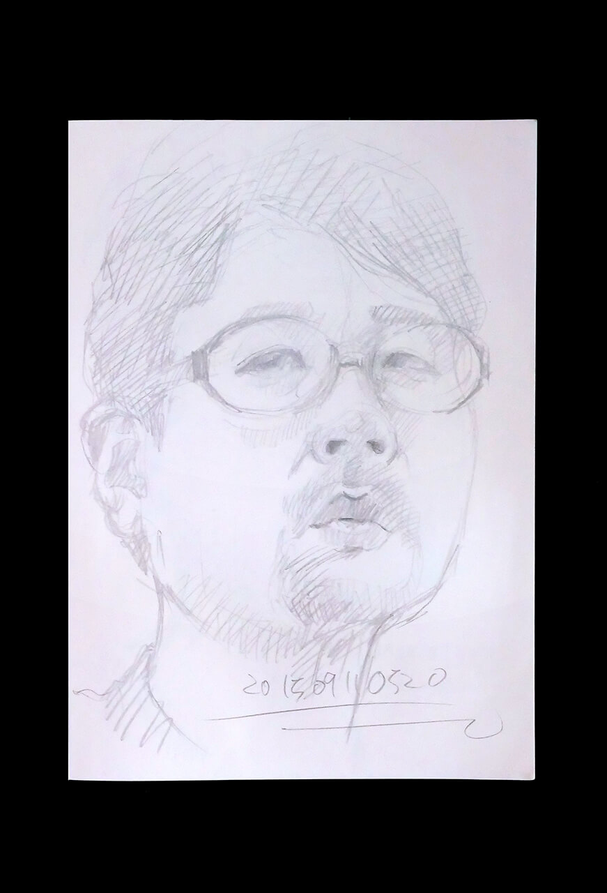 Contemporary artist SHINTAKU Tomoni's 2015/9/11 Self-portrait or pencil drawing