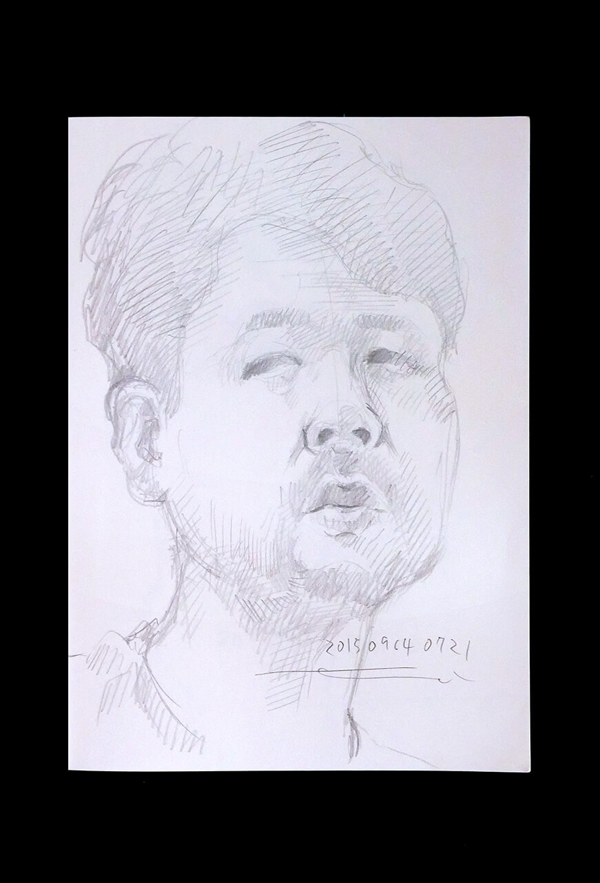 Contemporary artist SHINTAKU Tomoni's 2015/9/14 Self-portrait or pencil drawing